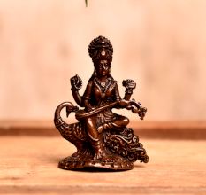 Handmade Goddess Saraswati Copper Murti